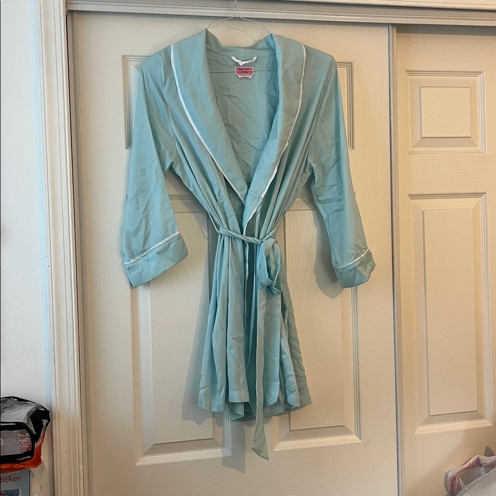 Kate Spade Light Blue Bridal Robe with White Accent